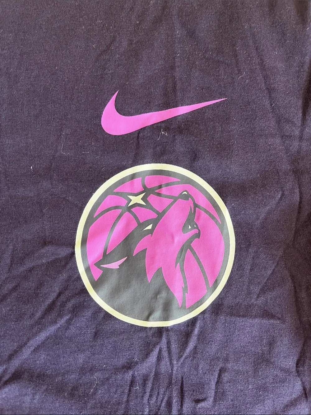 Minnesota Timberwolves Nike Navy Long Sleeve Tee with Purple Swoosh & Emblem